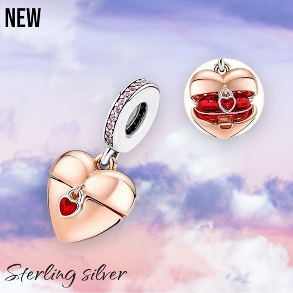 Reveal Your Love Heart Locket Pendant .925 Sterling Silver Gold Pendant Charm - Picture 7 of 7